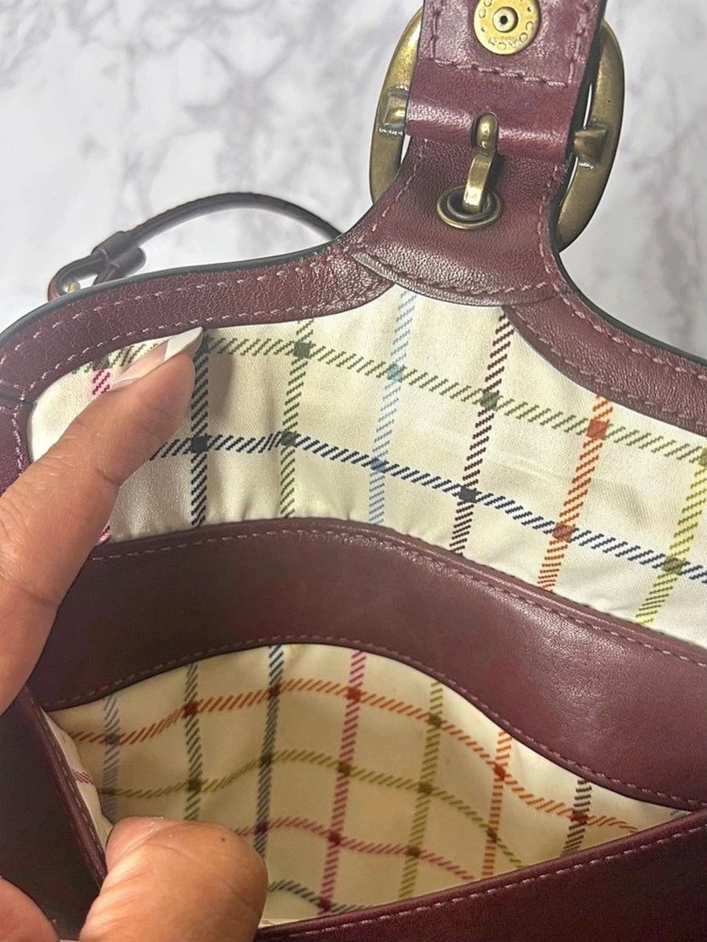 Vintage Coach Bleecker Burgundy Leather Buckle Flap Wristlet / Clutch - Picture 2 of 7